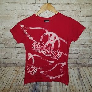 AEROSMITH Rock Band Graphic Fitted Tee Shirt